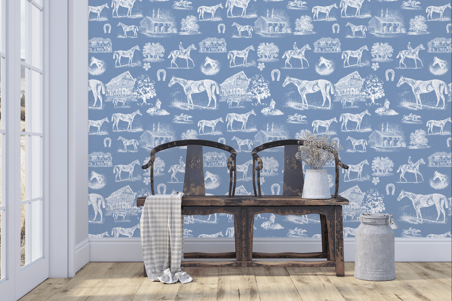 EQ TOILE WALLPAPER IN WEDGEWOOD - Middy N' Me