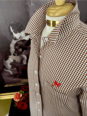 LOVE MIDDY SHIRT IN BROWN GINGHAM - Middy N' Me