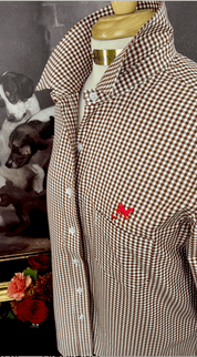 LOVE MIDDY SHIRT IN BROWN GINGHAM - Middy N' Me