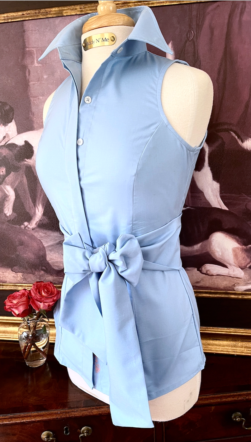 SUMMER RIDE SHIRT WITH SASH IN CORNFLOWER