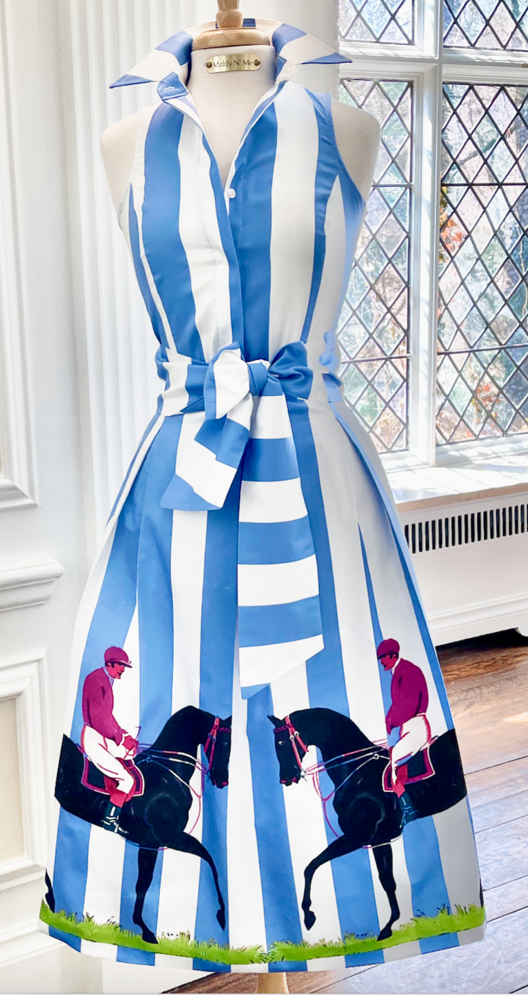 スカート Eloise Pinafore Horse Toile Print PADDOCK PARADE SKIRT IN CORNFLOWER (PAIRED PERFECTLY WITH THE