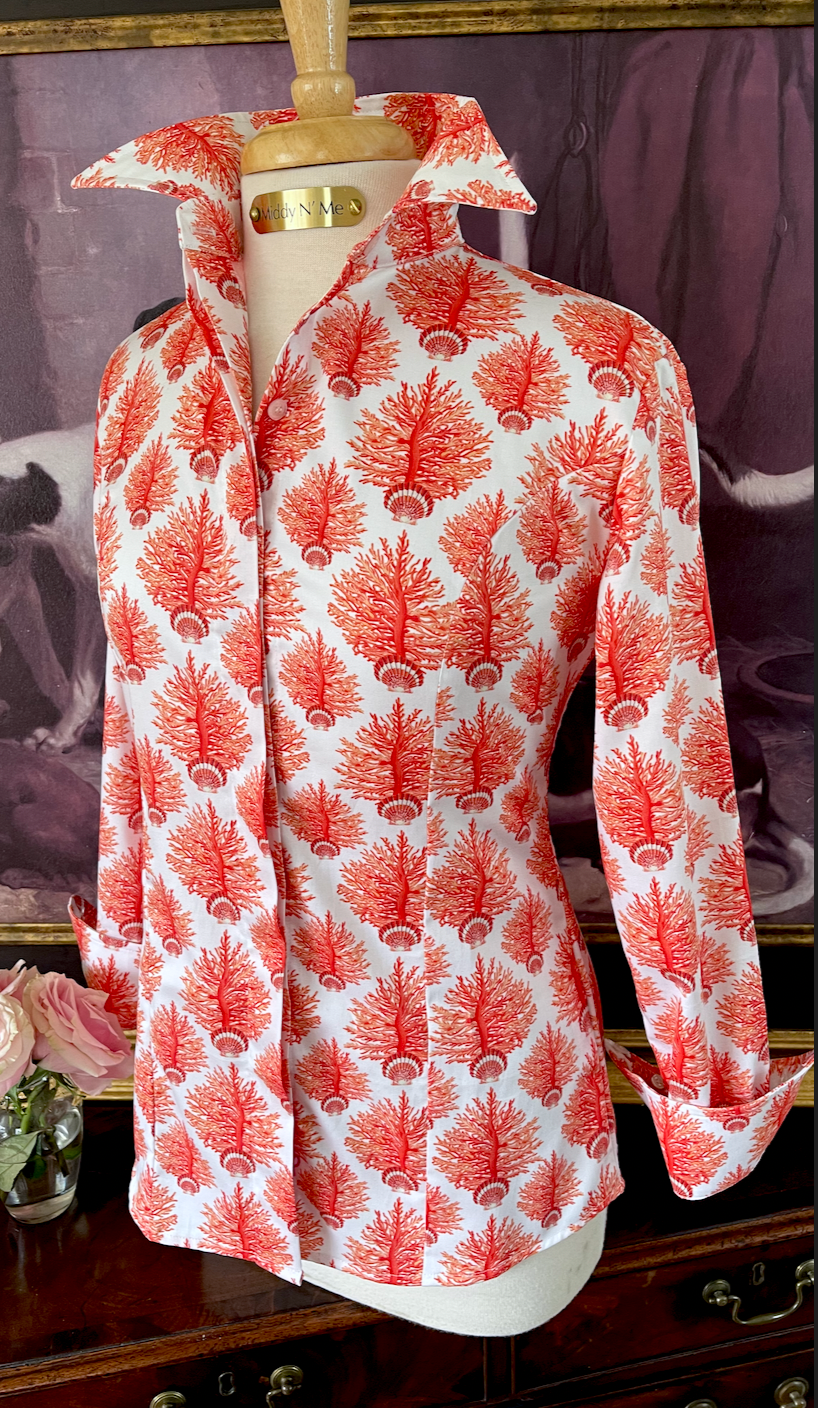 SEA BLOOMS SHIRT IN ORANGE