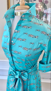 TIFFANY RACE HORSES DRESS WITH SASH