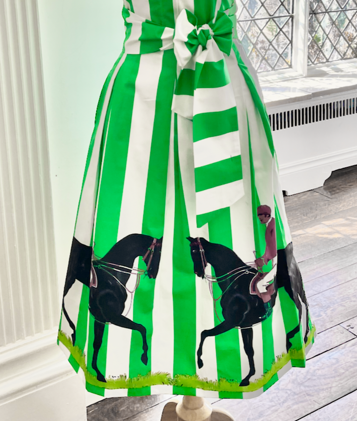 PADDOCK PARADE SKIRT IN KELLY  (PAIRED PERFECTLY WITH THE PADDOCK STRIPE SHIRT IN KELLY WITH SASH, SOLD SEPARATELY)