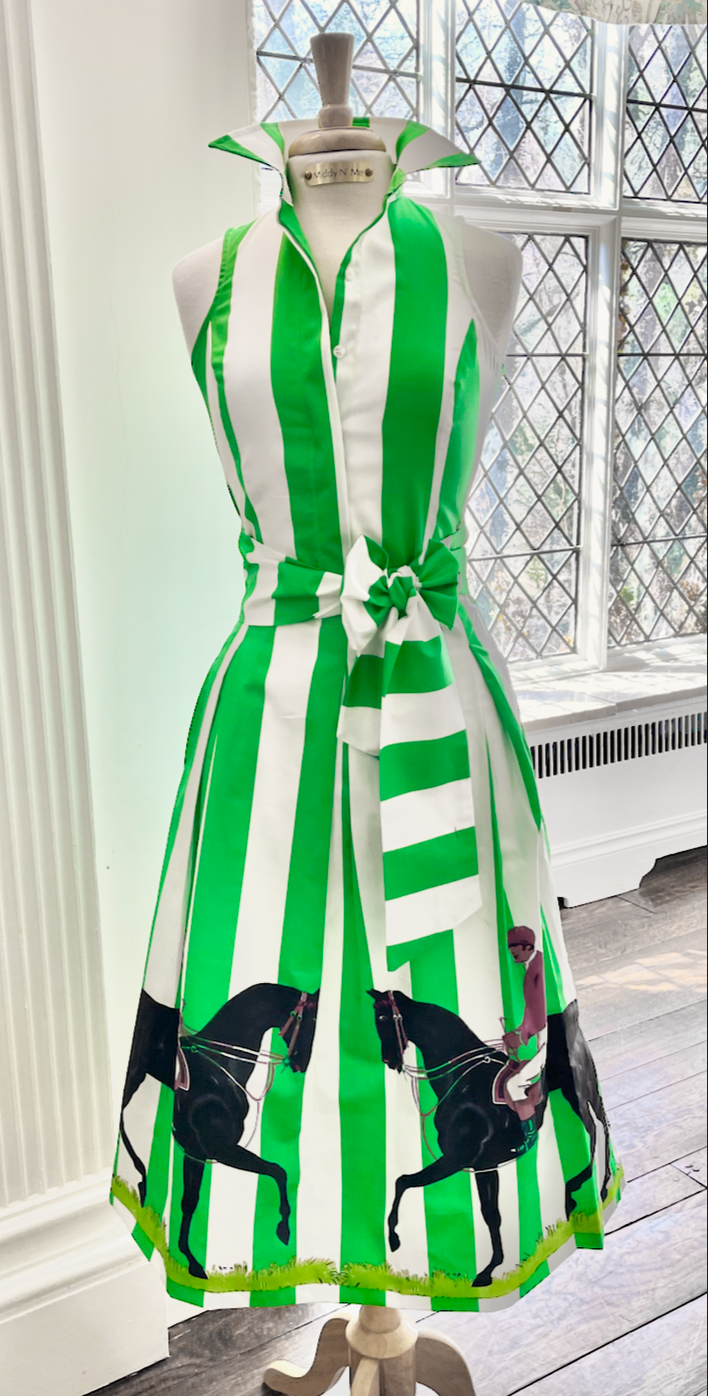 PADDOCK PARADE SKIRT IN KELLY  (PAIRED PERFECTLY WITH THE PADDOCK STRIPE SHIRT IN KELLY WITH SASH, SOLD SEPARATELY)