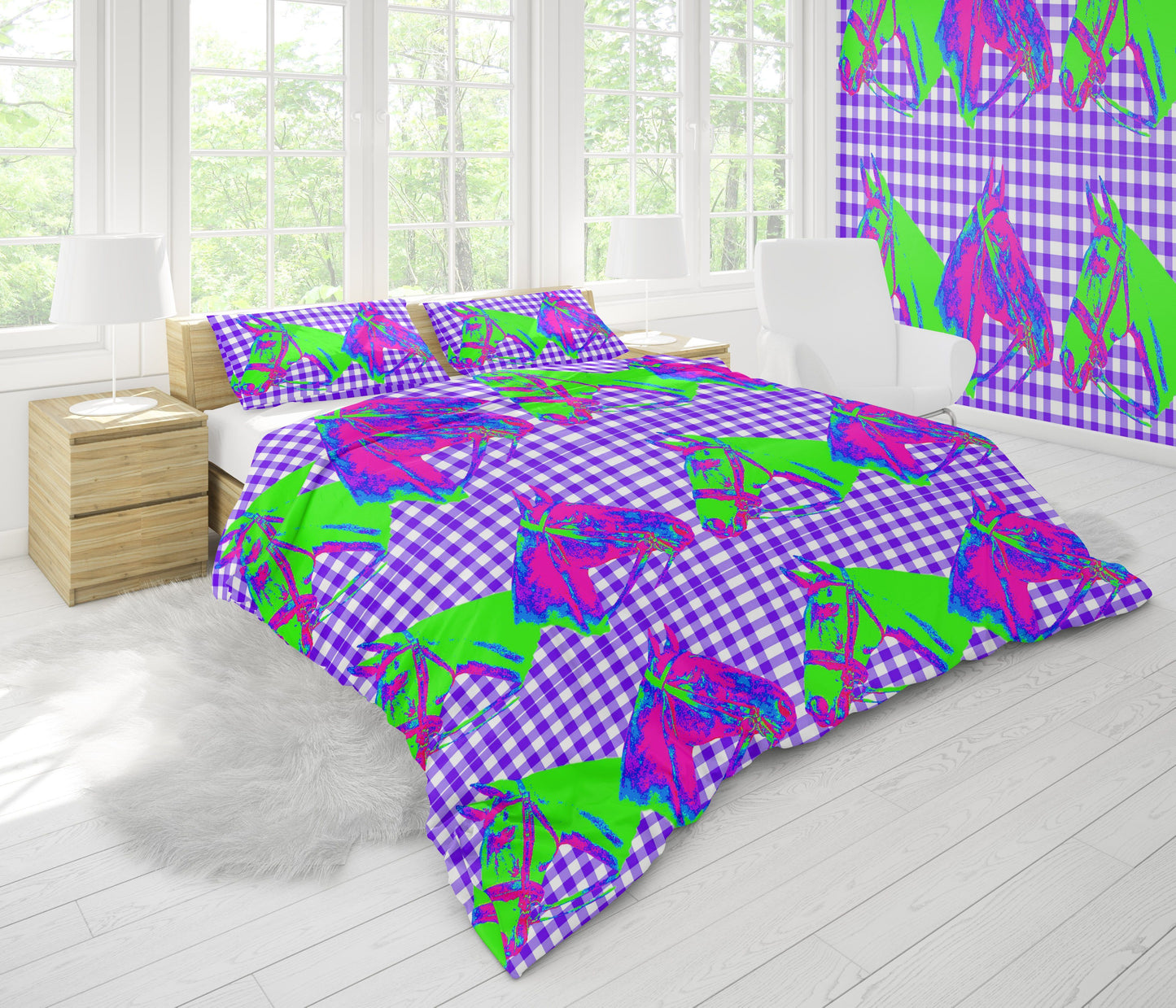 HORSE COUNTRY DUVET IN VIOLET - Middy N' Me