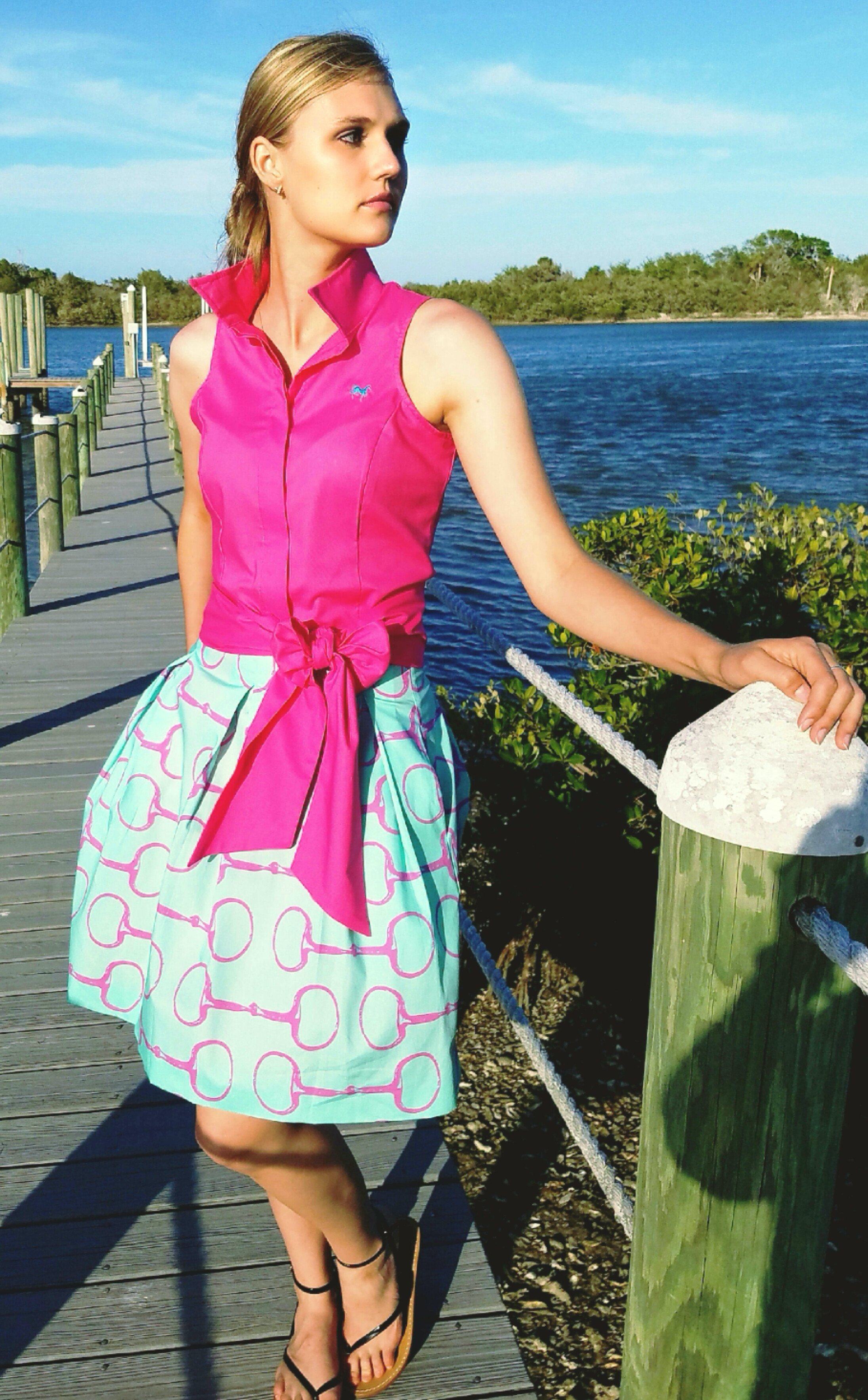 SUMMER RIDE SHIRT WITH SASH IN FUCHSIA - Middy N' Me