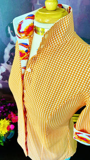 CRAB LOVE ON ORANGE GINGHAM - Middy N' Me