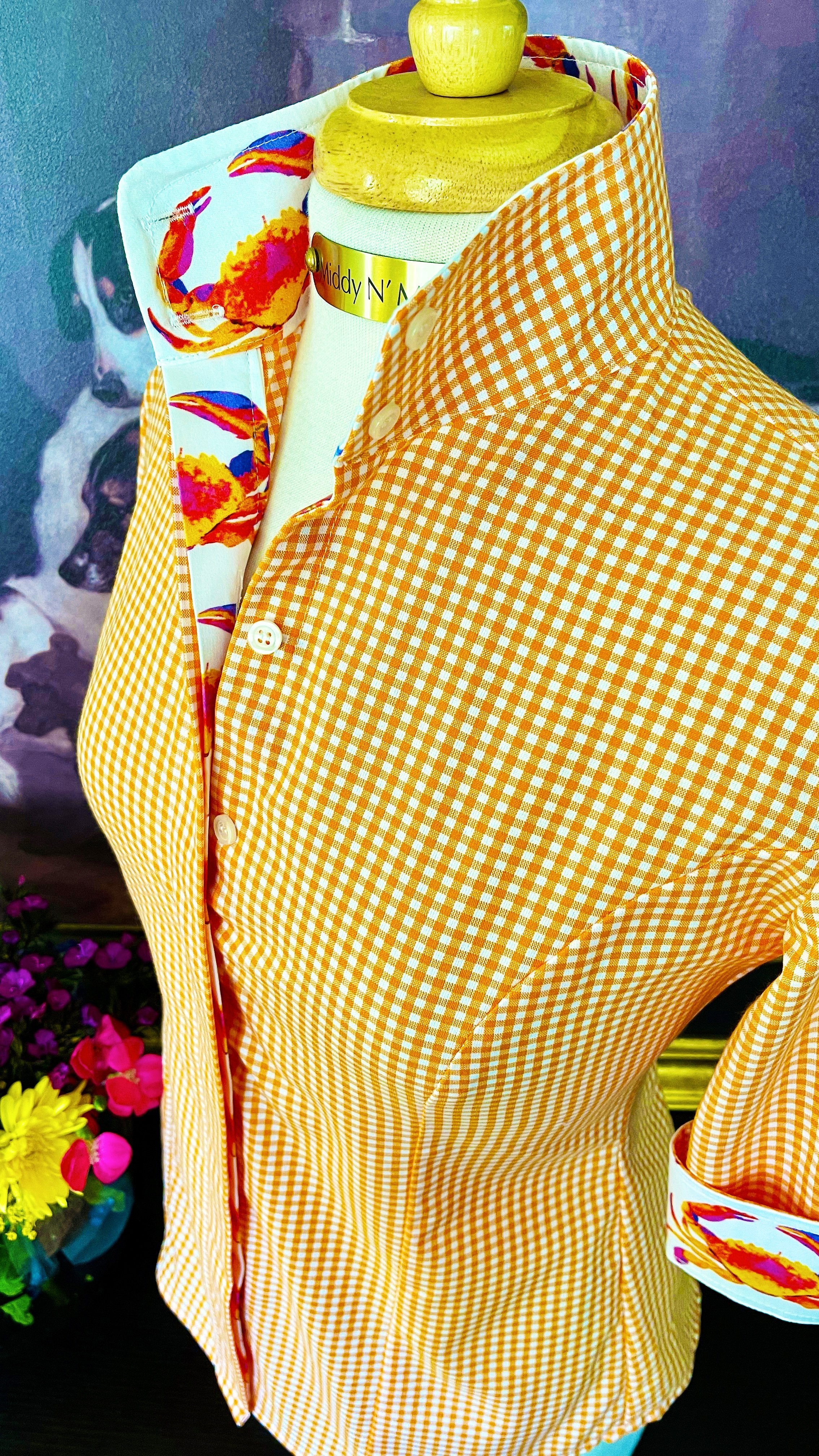 CRAB LOVE ON ORANGE GINGHAM - Middy N' Me