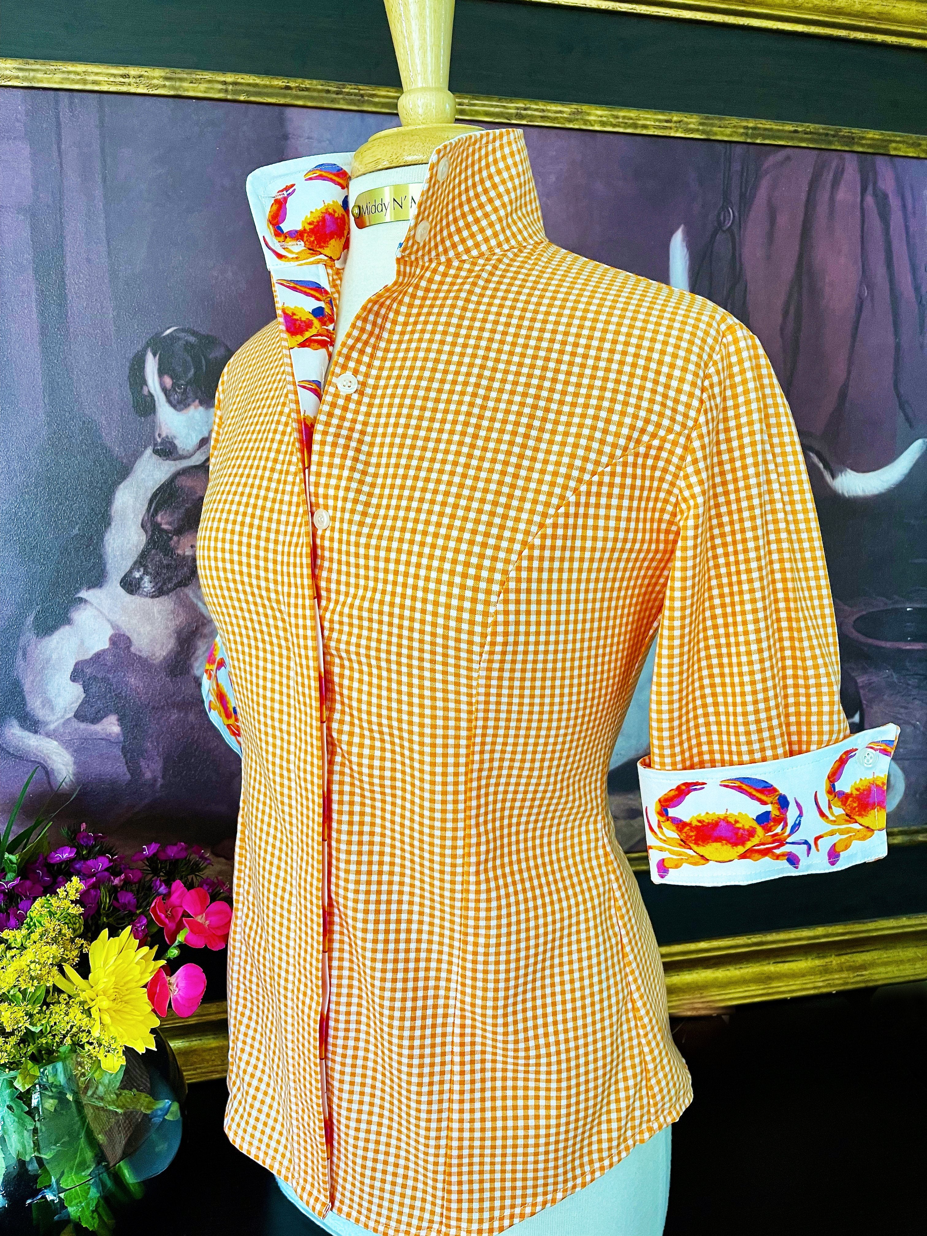 CRAB LOVE ON ORANGE GINGHAM - Middy N' Me