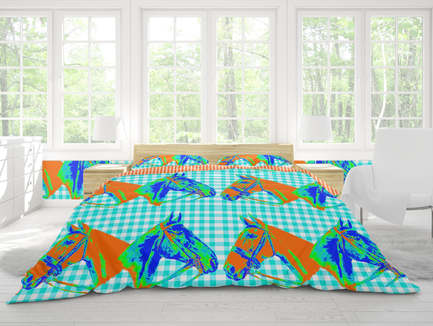 HORSE COUNTRY DUVET IN TURQUOISE - Middy N' Me