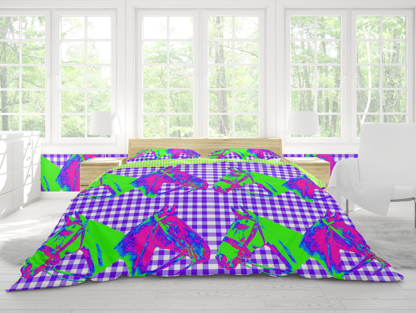 HORSE COUNTRY DUVET IN VIOLET - Middy N' Me