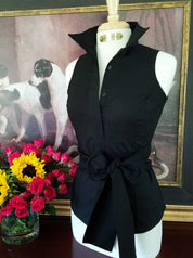 SUMMER RIDE SHIRT IN BLACK WITH SASH - Middy N' Me