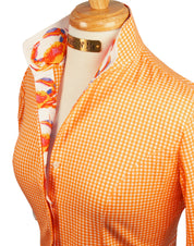 CRAB LOVE SHIRT ON ORANGE GINGHAM / SIZE 4 / 26" / HALF SLEEVE