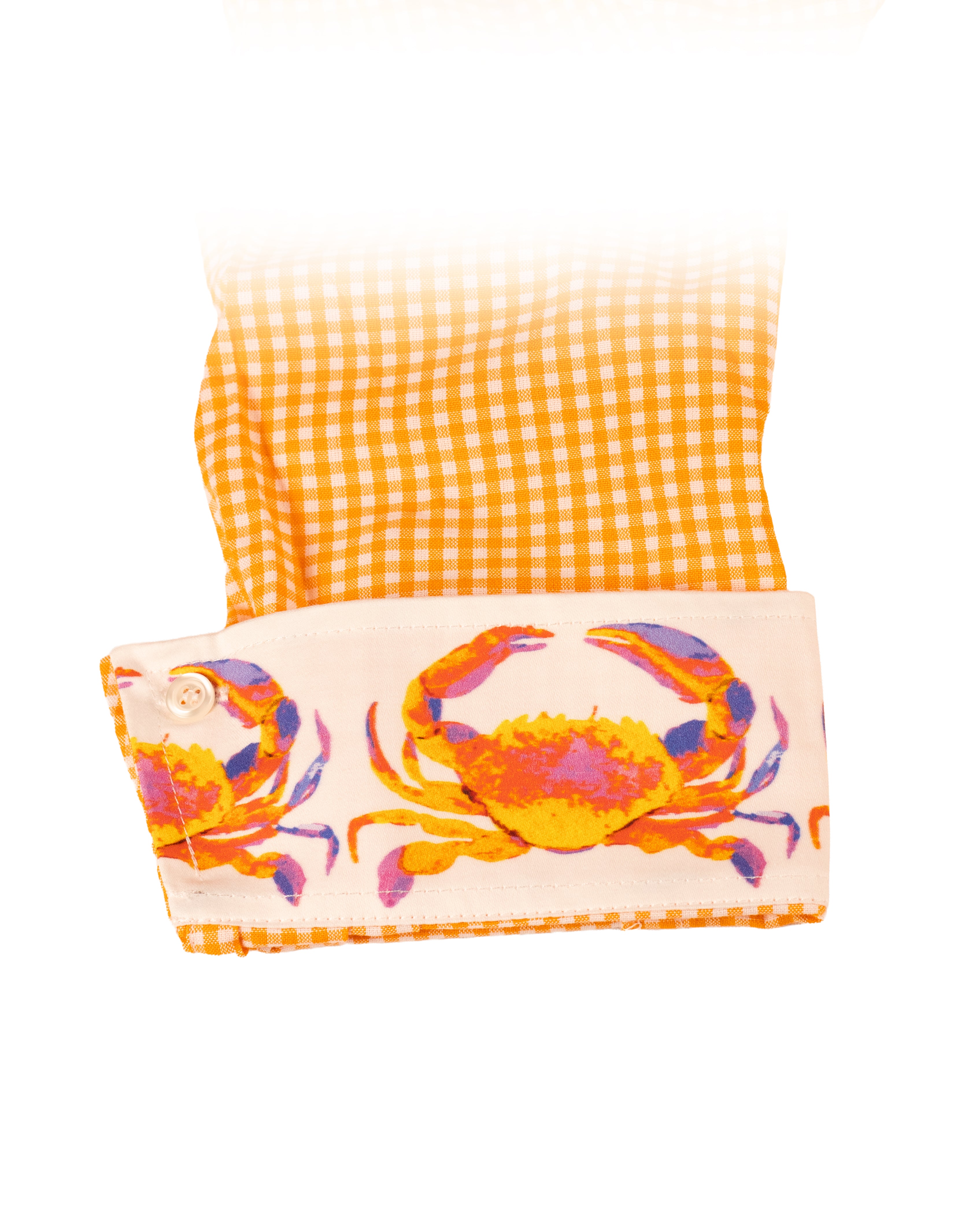 CRAB LOVE SHIRT ON ORANGE GINGHAM / SIZE 4 / 26" / HALF SLEEVE