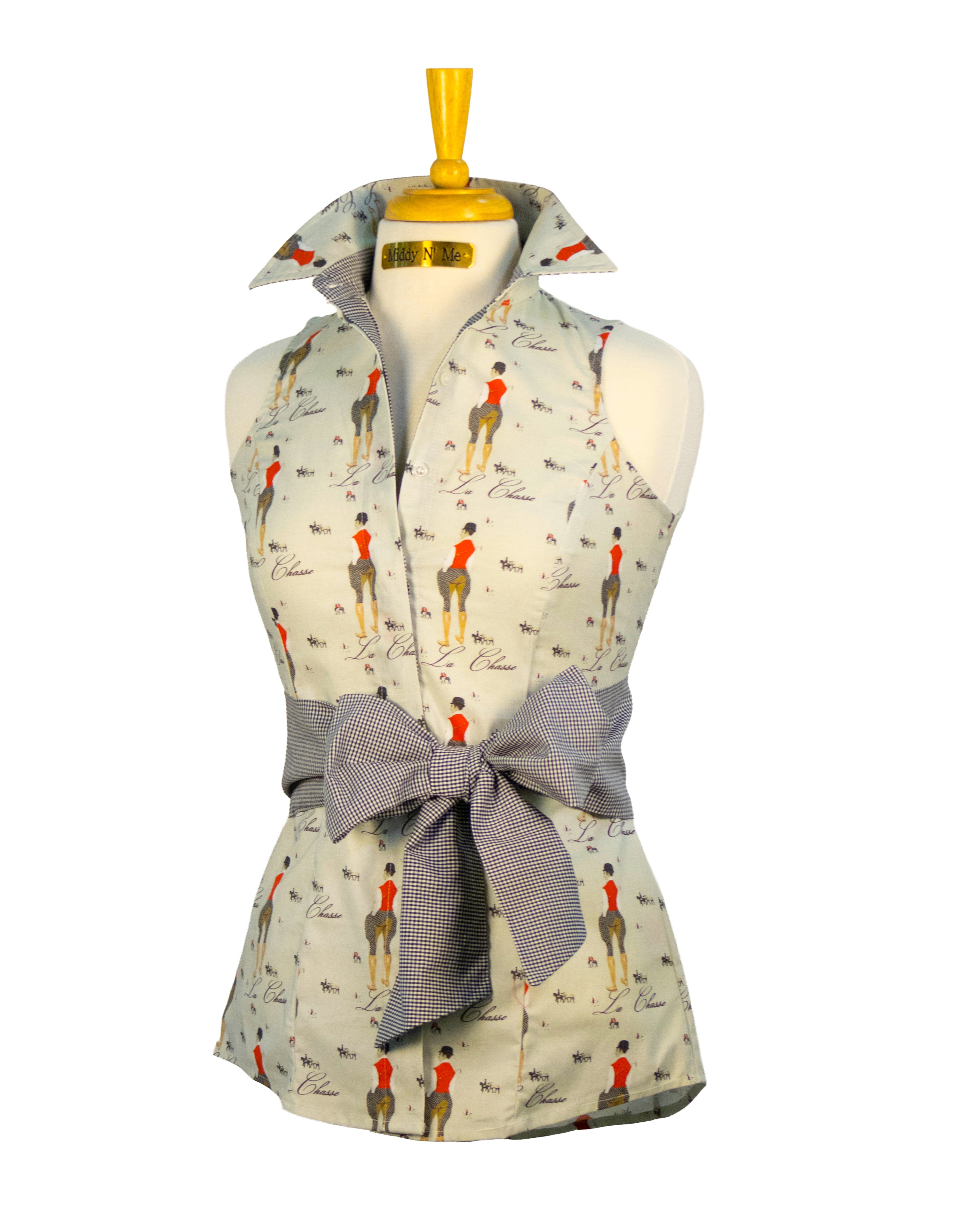 LA CHASSE SHIRT WITH SASH / SIZE 4 / 28" / SLEEVELESS