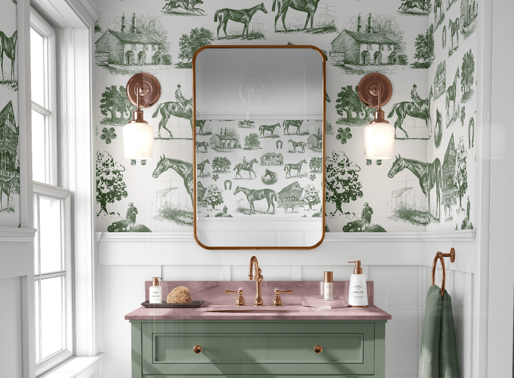 EQ TOILE WALLPAPER IN PINE - Middy N' Me