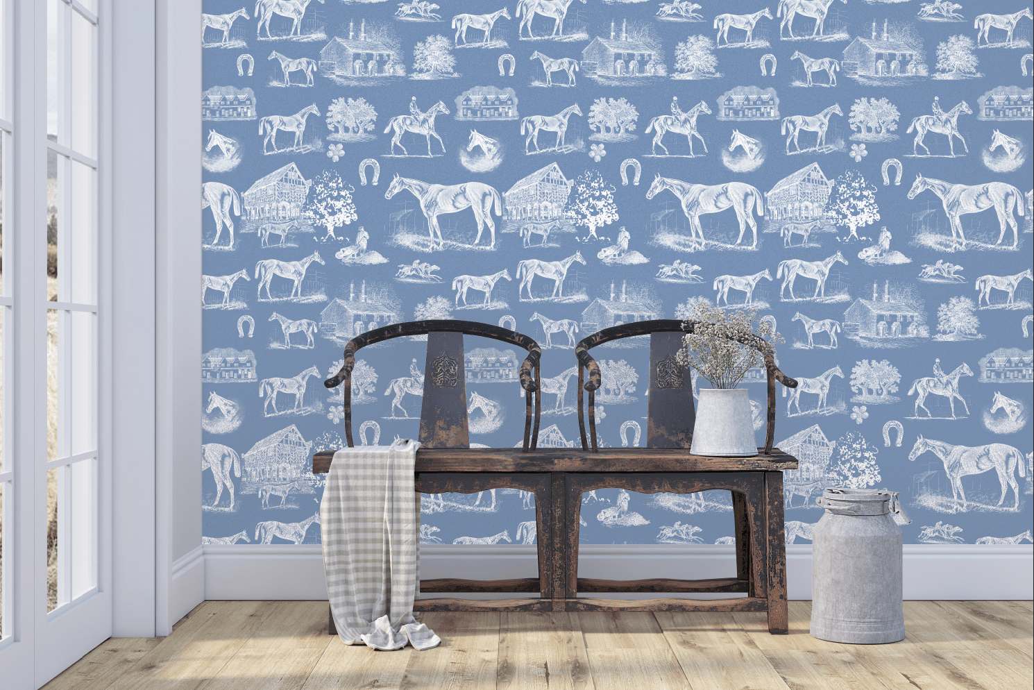 EQ TOILE WALLPAPER IN WEDGEWOOD - Middy N' Me