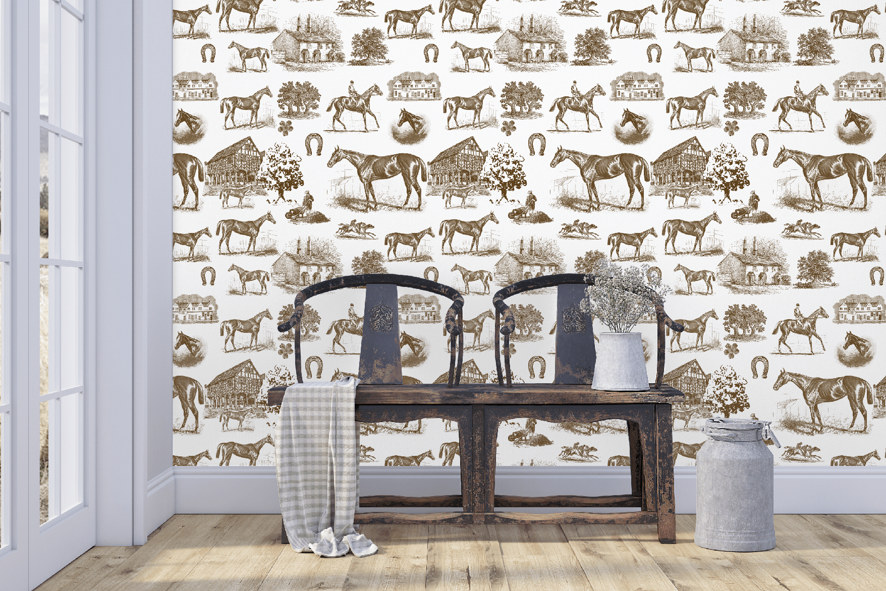 EQ TOILE WALLPAPER IN ESPRESSO - Middy N' Me