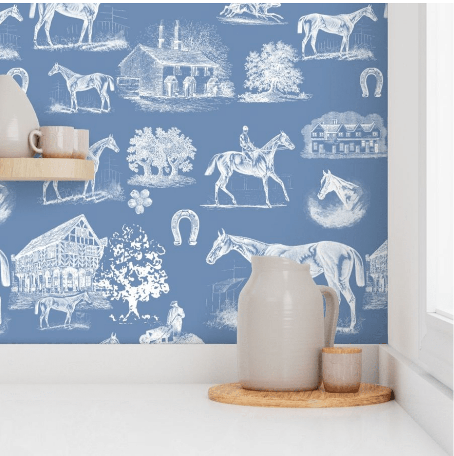 EQ TOILE WALLPAPER IN WEDGEWOOD - Middy N' Me