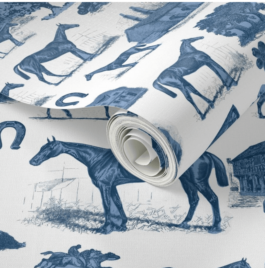 EQ TOILE WALLPAPER IN NAVY - Middy N' Me