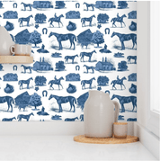 EQ TOILE WALLPAPER IN NAVY - Middy N' Me