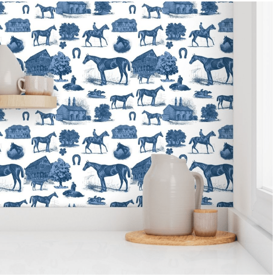 EQ TOILE WALLPAPER IN NAVY - Middy N' Me