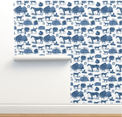 EQ TOILE WALLPAPER IN NAVY - Middy N' Me