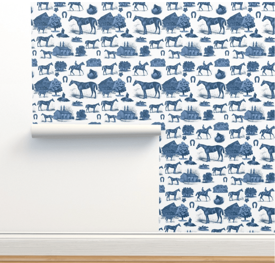 EQ TOILE WALLPAPER IN NAVY - Middy N' Me