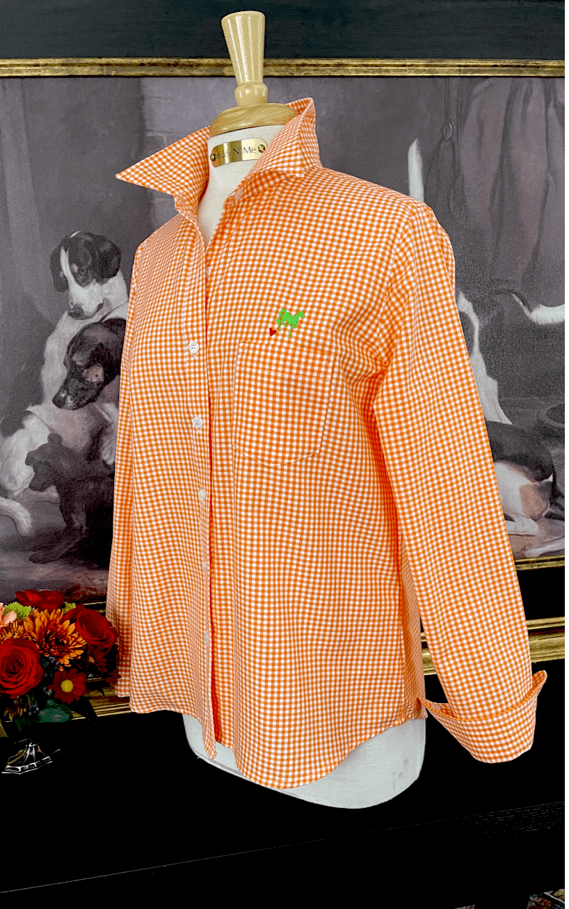 LOVE MIDDY SHIRT IN ORANGE GINGHAM / SAMPLE SIZE LARGE / LONG SLEEVE - Middy N' Me