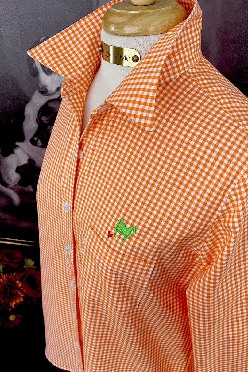 LOVE MIDDY SHIRT IN ORANGE GINGHAM - Middy N' Me