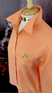 LOVE MIDDY SHIRT IN ORANGE GINGHAM - Middy N' Me