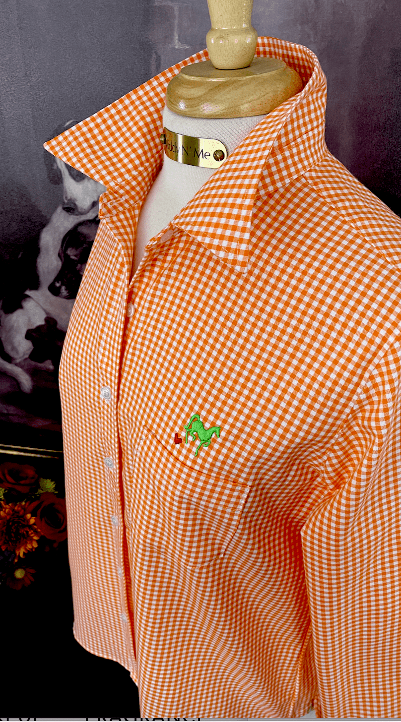 LOVE MIDDY SHIRT IN ORANGE GINGHAM / SAMPLE SIZE LARGE / LONG SLEEVE - Middy N' Me