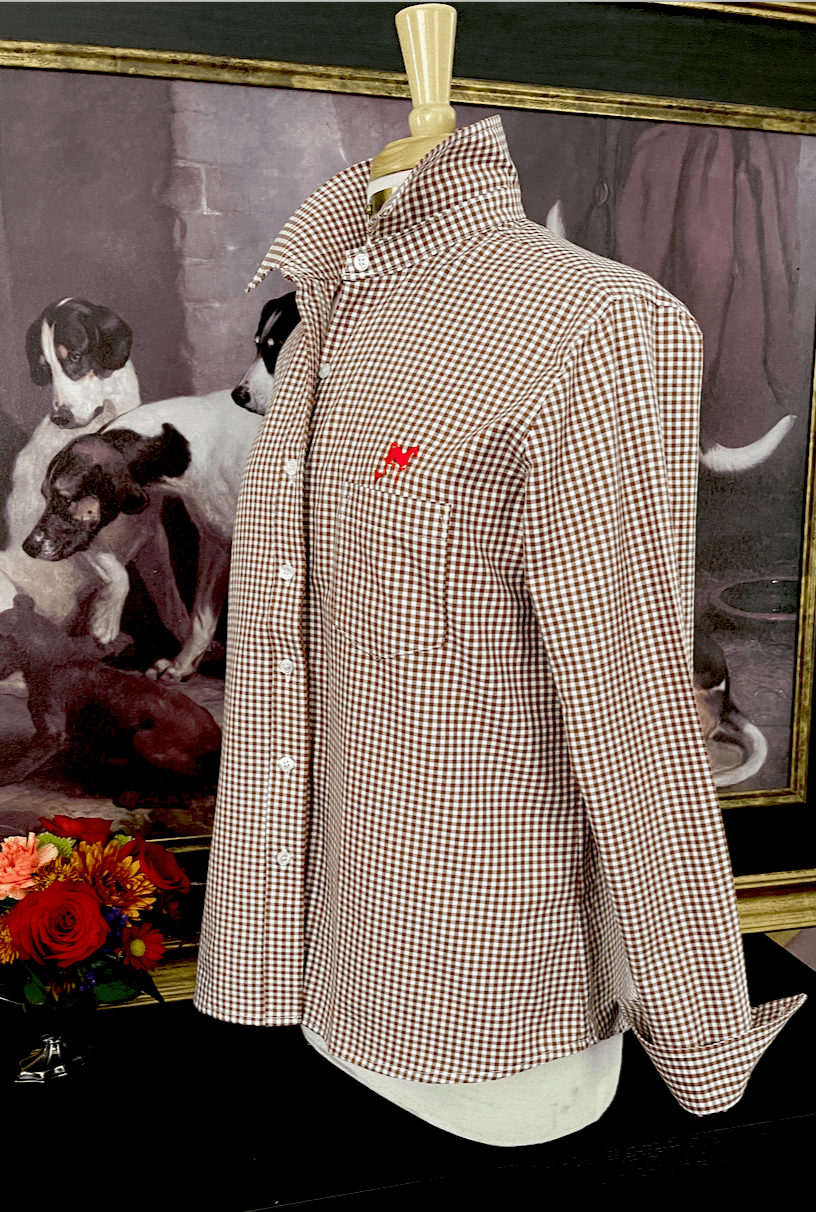 LOVE MIDDY SHIRT IN BROWN GINGHAM / SAMPLE SIZE LARGE / LONG SLEEVE - Middy N' Me