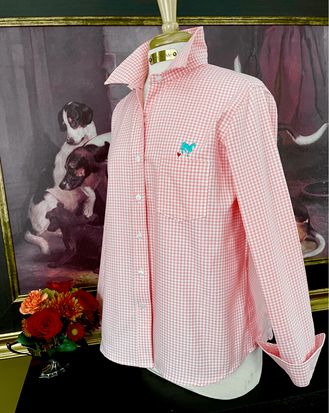 LOVE MIDDY SHIRT IN PINK GINGHAM / SAMPLE SIZE LARGE / LONG SLEEVE - Middy N' Me