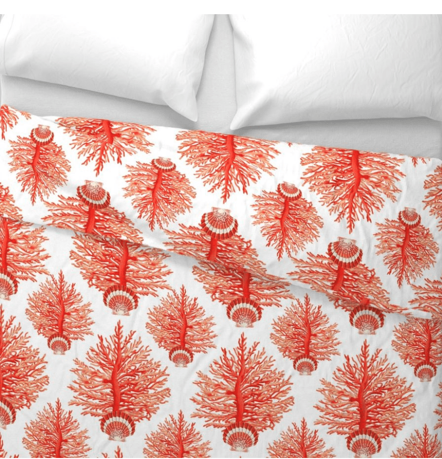 SEA BLOOMS DUVET IN ORANGE