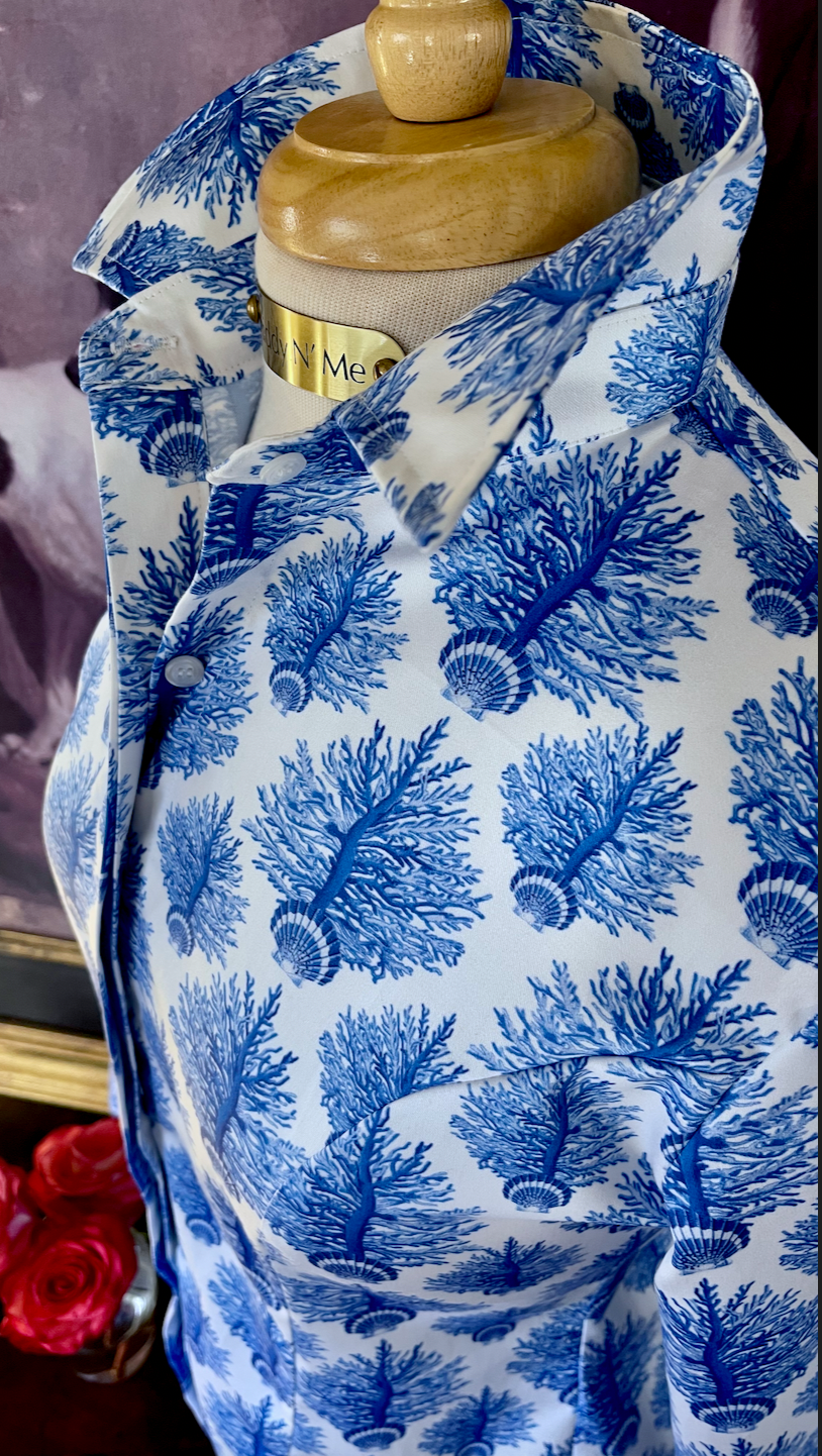 SEA BLOOMS SHIRT IN BLUE