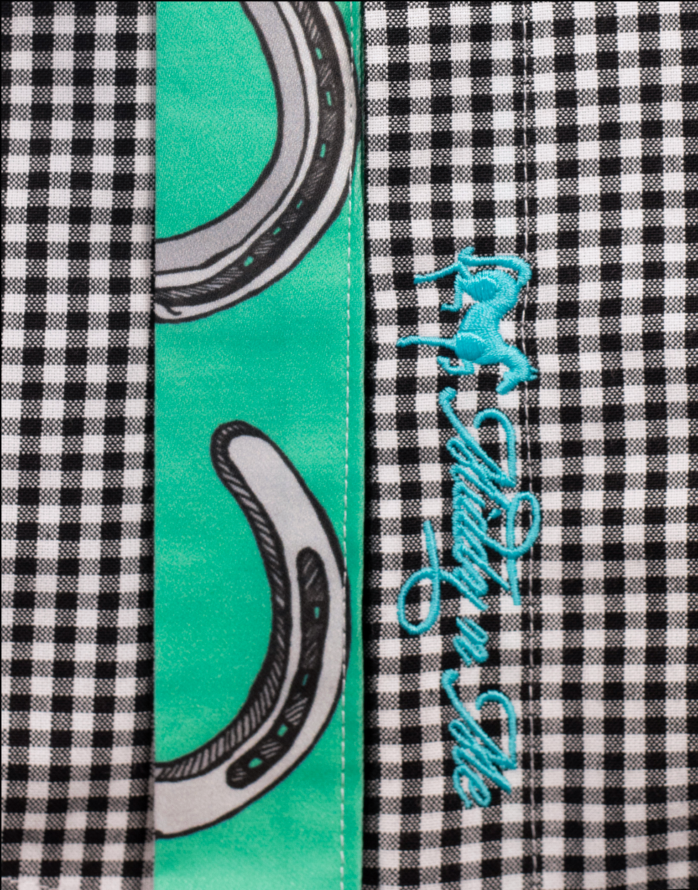GIDDY UP SHIRT ON BLACK GINGHAM