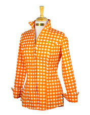SWEET MELISSA SHIRT IN TANGERINE GINGHAM
