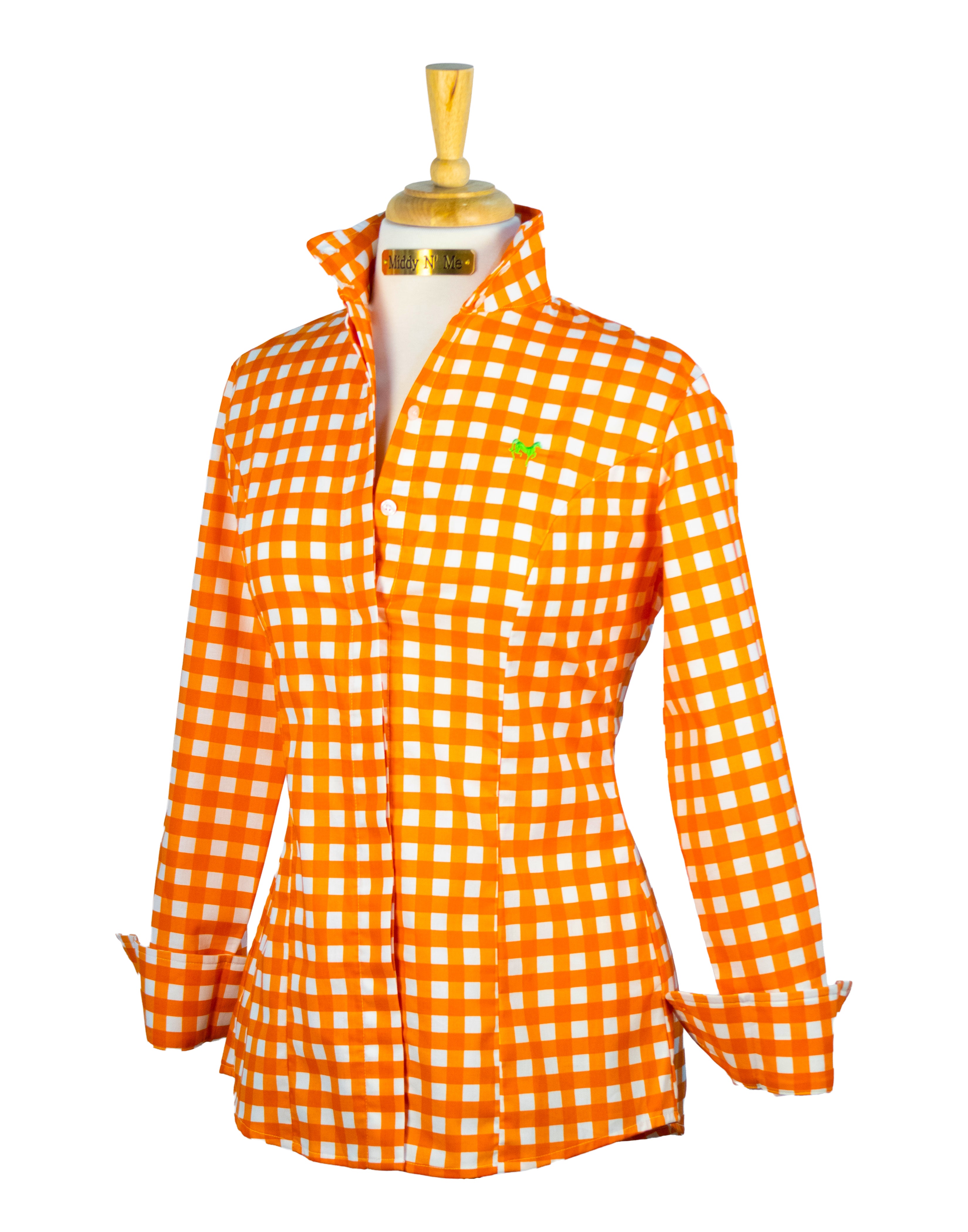 SWEET MELISSA SHIRT IN TANGERINE GINGHAM