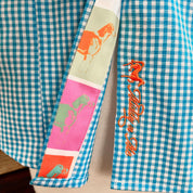 WARE HOUND ON TURQUOISE GINGHAM