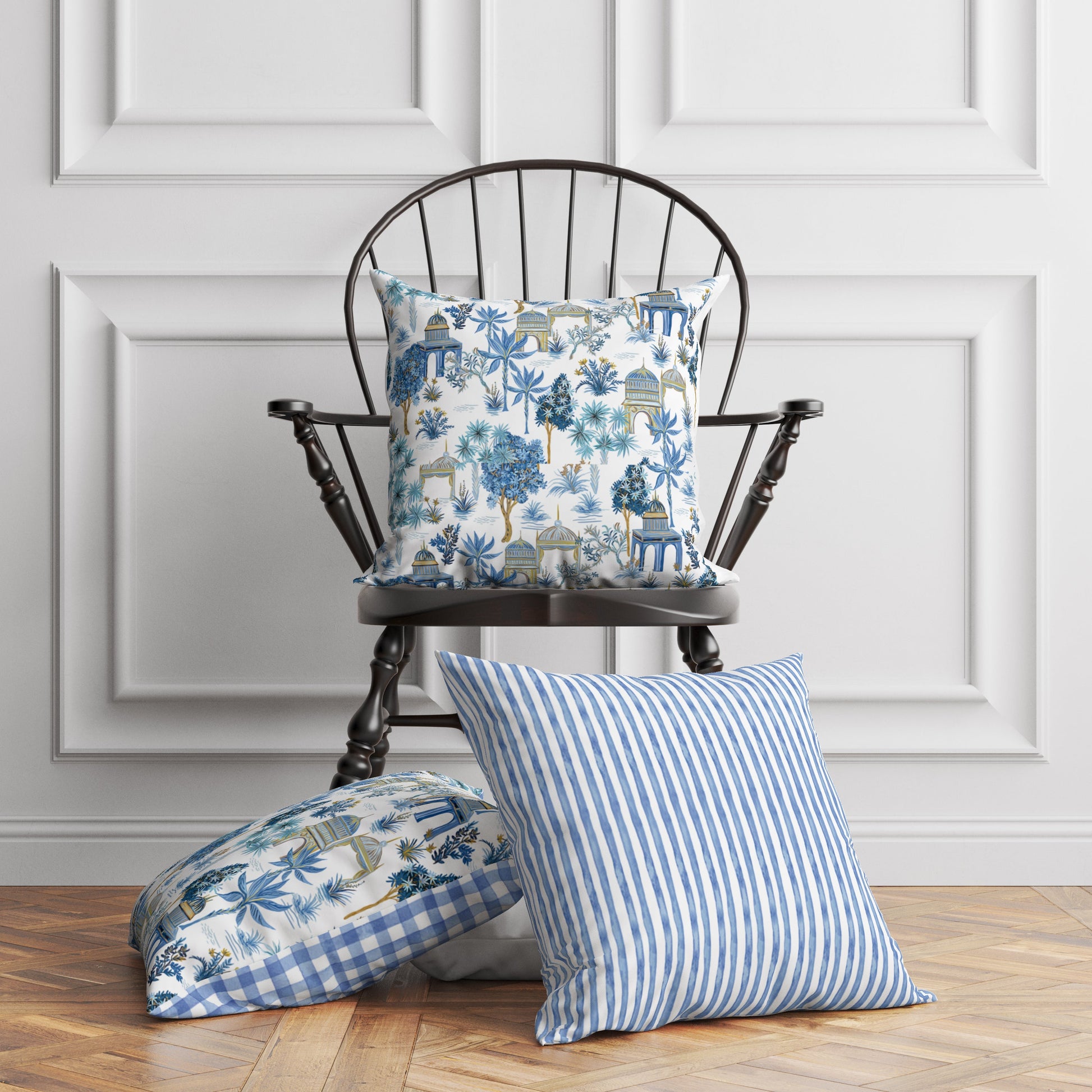 COASTAL CHINOISERIE PILLOW IN BLUE - Middy N' Me
