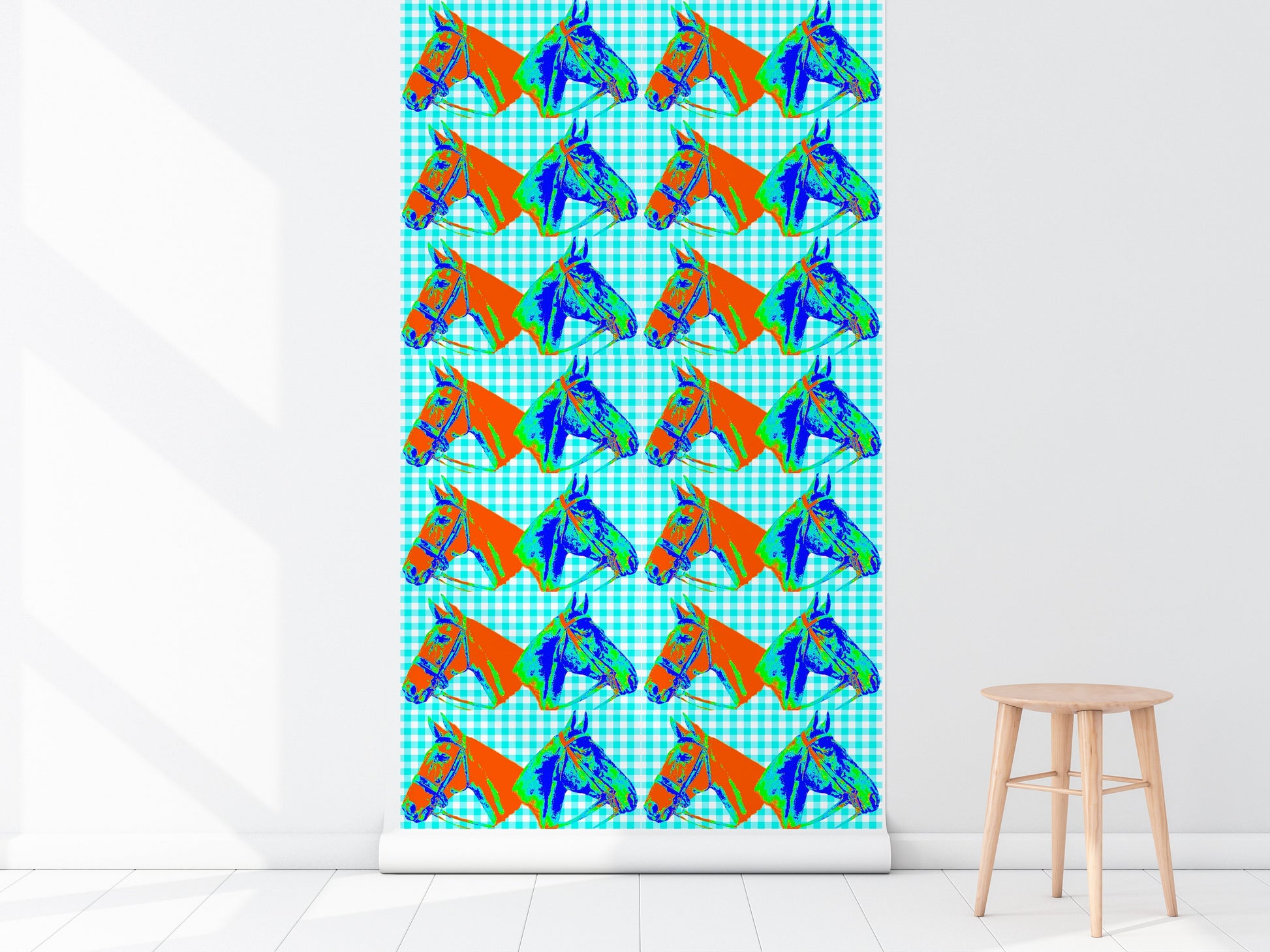 HORSE COUNTRY IN TURQUOISE WALLPAPER - Middy N' Me