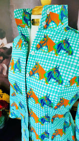 HORSE COUNTRY SHIRT IN TURQUOISE GINGHAM