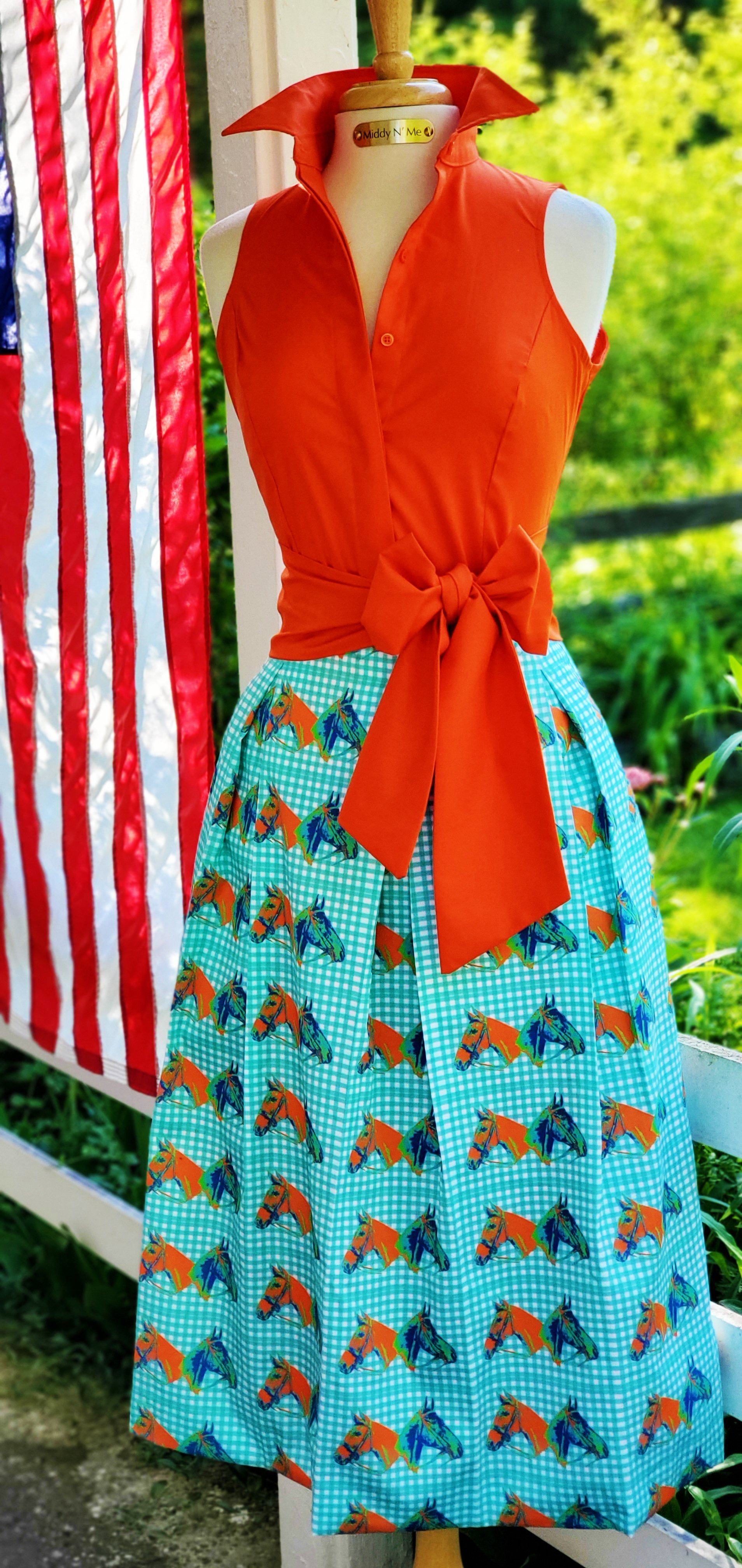 HORSE COUNTRY SKIRT IN TURQUOISE - Middy N' Me