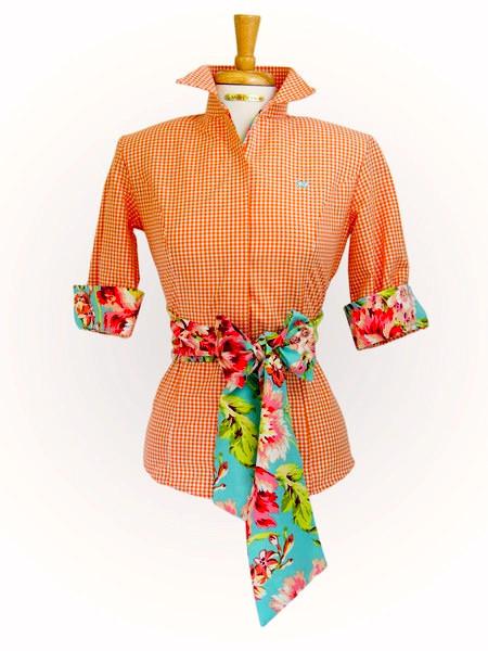 SWEET JANE IN ORANGE WITH TEAL FLEUR SASH - Middy N' Me