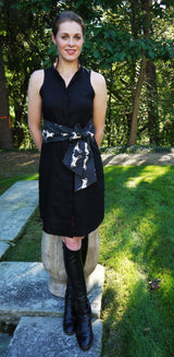 SIR THOMAS PINK DRESS ON BLACK LINEN