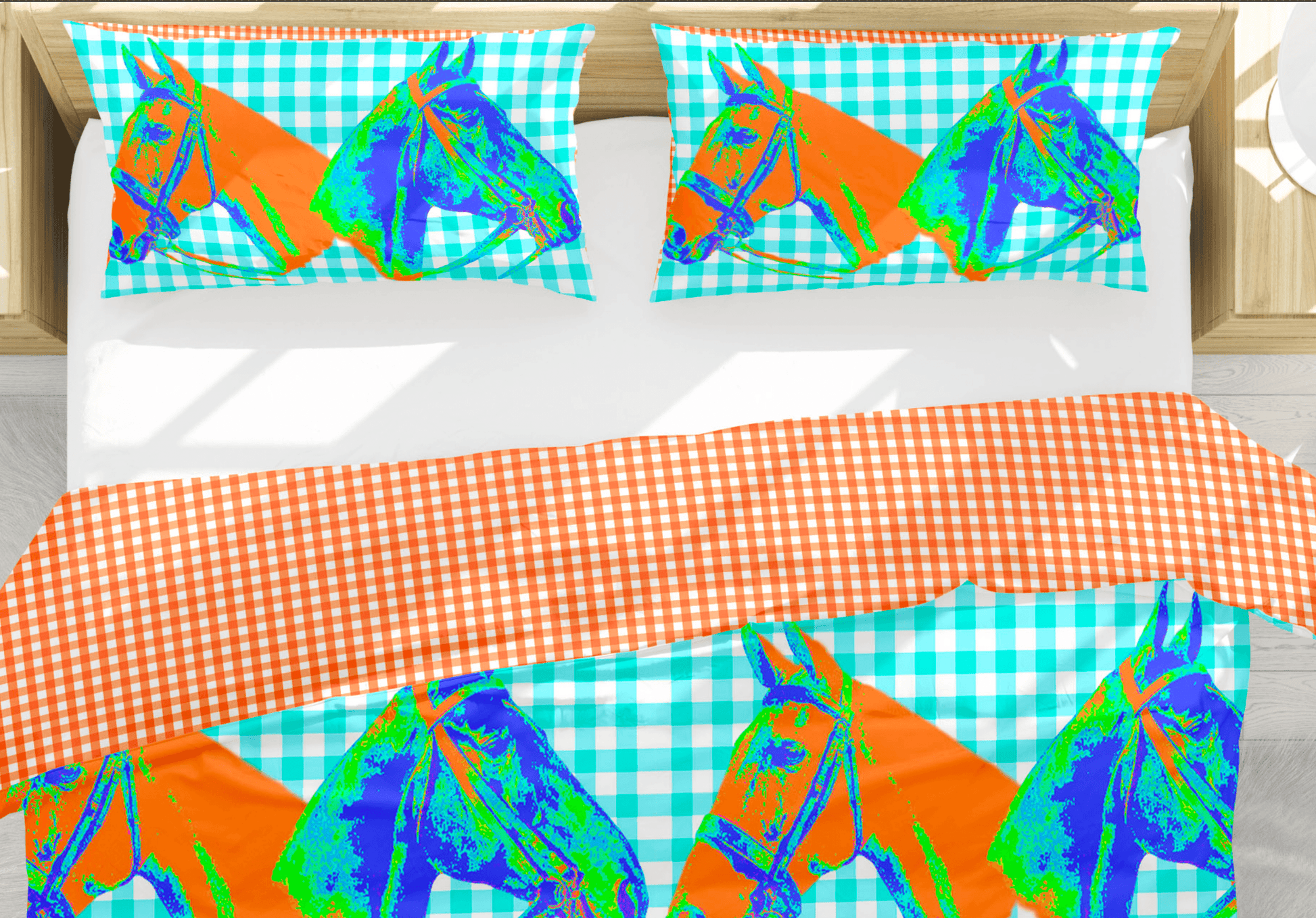 HORSE COUNTRY DUVET IN TURQUOISE - Middy N' Me