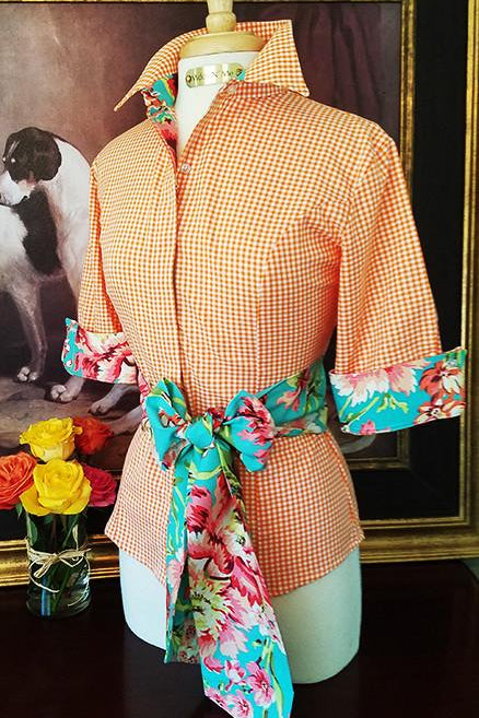 SWEET JANE IN ORANGE WITH TEAL FLEUR SASH - Middy N' Me
