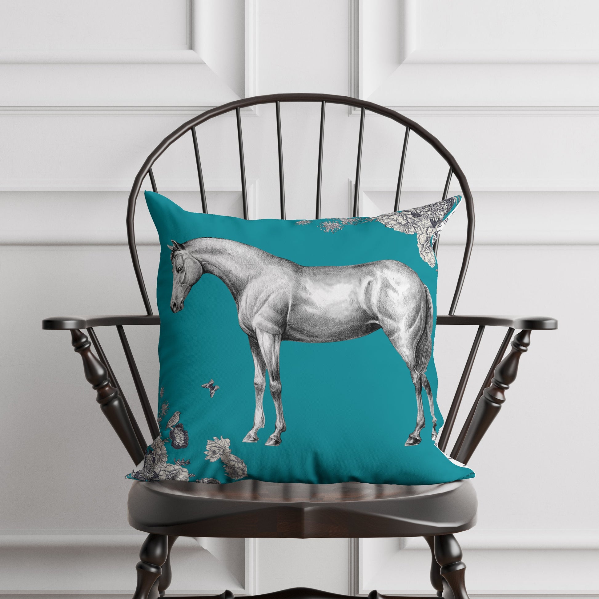 A DAY IN THE COTSWOLDS PILLOW COVER IN TEAL - Middy N' Me